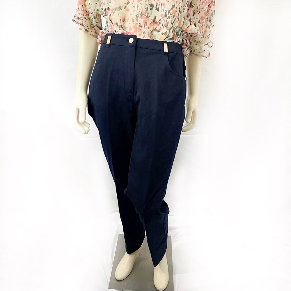 St. John Sport Navy Blue Stretch Cotton Twill Pants size 6
